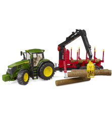 Bruder 03154 Traktor ciągnik John Deere 7R 350 przyczepa z żurawiem
